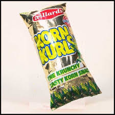 Willards Korn Kurls 150g bag. A crunchy and savoury Zimbabwean corn snack known as "the krunchy, tasty korn snack."